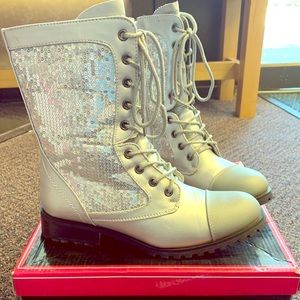Gia Mia Sequin Combat Boots